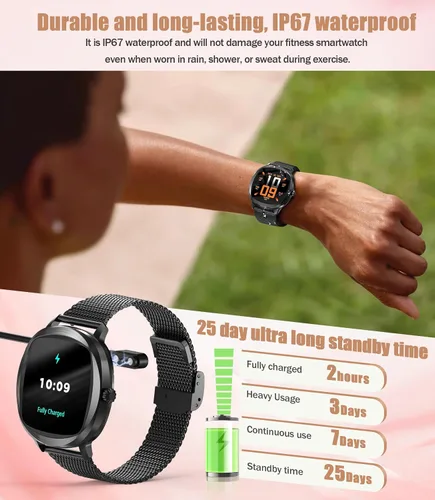 Miniatura 6 de Relojes inteligentes para mujeres y hombres, reloj inteligente de 1.72 pulgadas para teléfonos Android con monitor de frecuencia cardíaca