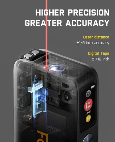 Miniatura 4 de Fanttik Cinta métrica láser digital A10 Pro 2 en 1 con pantalla a color HD IPS, herramienta de medición láser recargable de 165 pies y cinta métrica