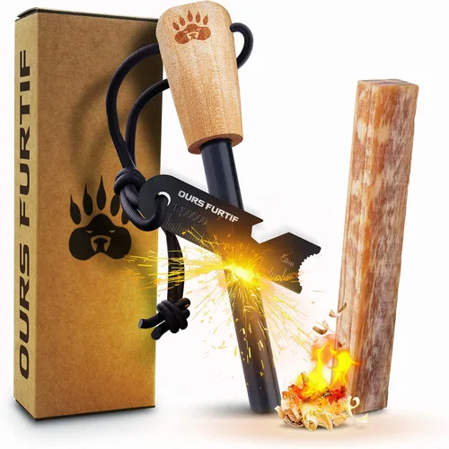 Herramienta de Supervivencia Iniciador de Fuego - Barra de Ferro de Pedernal y Acero de 3/8" de Grosor - Kit de Supervivencia de Acero para Fuego