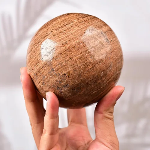 Miniatura 14 de AMOYSTONE Esfera de cristal natural naranja de piedra lunar pulida, esfera decorativa para adivinación con soporte de madera, bola de cristal