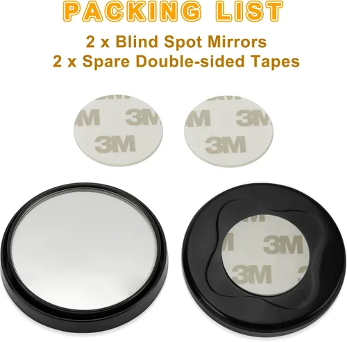 Miniatura 7 de Espejo retrovisor convexo redondo de vidrio HD de 2 pulgadas con marco, espejo de punto ciego para automóvil, gran angular de 360 grados con parte