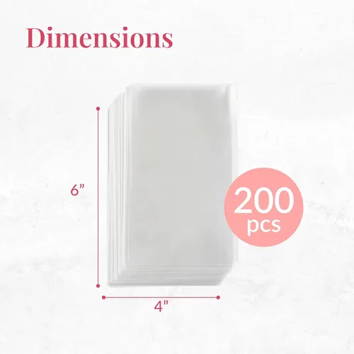 Miniatura 3 de Prestee, 200 bolsas de celofán transparente de plástico - 4x6 con lazos de 10 cm, bolsas para caramelos y galletas, bolsas de regalo con lazos