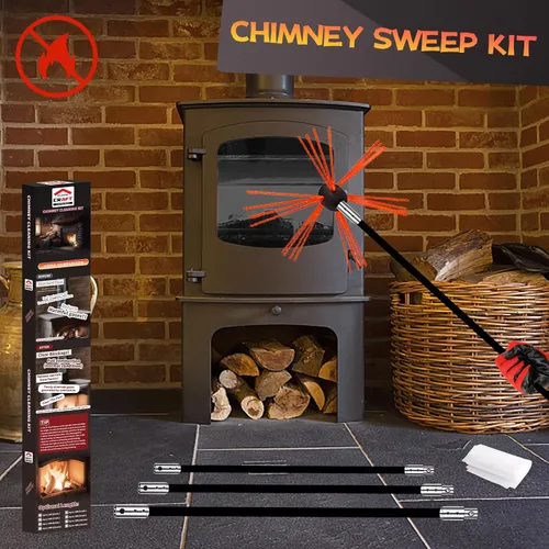 Miniatura 7 de Kit de limpieza de chimeneas de 16 pies, kit de limpieza de chimenea con 5 varillas de chimenea flexibles de nailon negro, sistema de limpieza