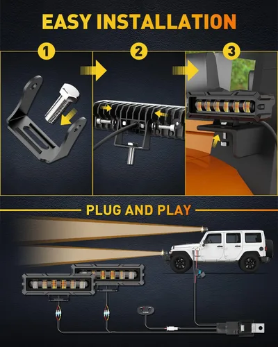 Miniatura 4 de NAOEVO Barra de luz LED de 6 pulgadas, 50 W 2300 lm focos de lente, luces LED antiniebla – Luces LED todoterreno para camiones/coches/barco/ATV/UTV