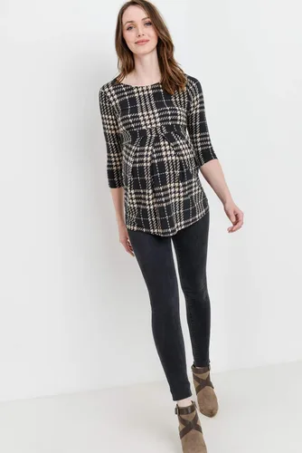 Miniatura 43 de LaClef - Blusa de maternidad para mujer, cuello redondo, manga 3/4, plisada al frente, estilo peplum