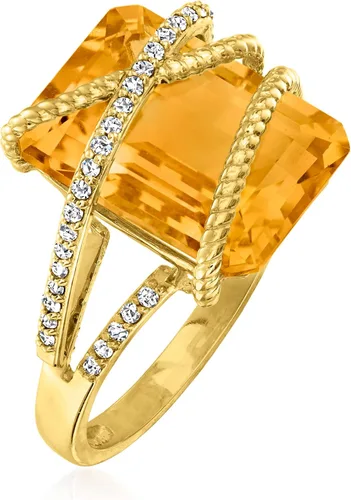 Miniatura 3 de Ross-Simons Anillo de diamantes de 7.00 quilates y citrino de 0.15 qt t t en oro amarillo de 14 quilates