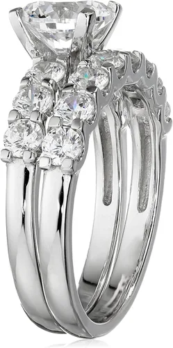Miniatura 2 de Tienda Collection Platinum-Plated Sterling Silver Infinite Elements Cubic Zirconia Round Cut Ring Set