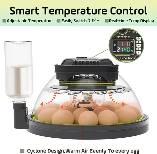 Miniatura 5 de Incubadora de huevos con contador automático de días de giro de huevos y atomizador para control automático de humedad, bloqueo automático completo