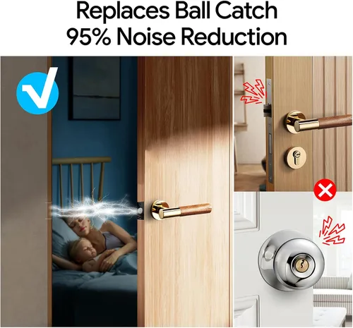 Miniatura 3 de Mousike Accesorios para atrapar bolas de puerta, cierre magnético oculto ajustable, placa de golpeo de acero inoxidable con fuerte succión, Negro