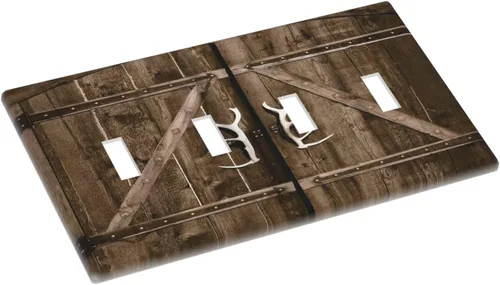 Miniatura 1176 de Placa Decorativa de Pared de Granja Rústica con Cuerno de Madera para Puerta de Granero 1 Banda Duplex Cubiertas de Toma Eléctrica Soltera