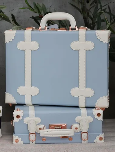 DAISY FIELDS Baúl de recuerdo para bebé. Colección Azul y Azul Marino. Maleta de recuerdo. Diseñado en España (Azul, Grande)