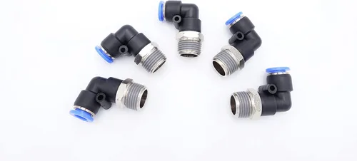 Miniatura 21 de Empuje para conectar conexión de tubo de 1/4" OD x 1/8" rosca NPT macho, codo neumático macho de aire línea de agua de aire de 90 grados codo
