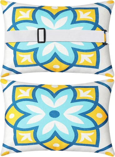 Miniatura 8 de Juexica Paquete de 2 almohadas para tumbona con correa, impermeables, para silla de playa, para el cuello, reposacabezas, banda elástica ajustable