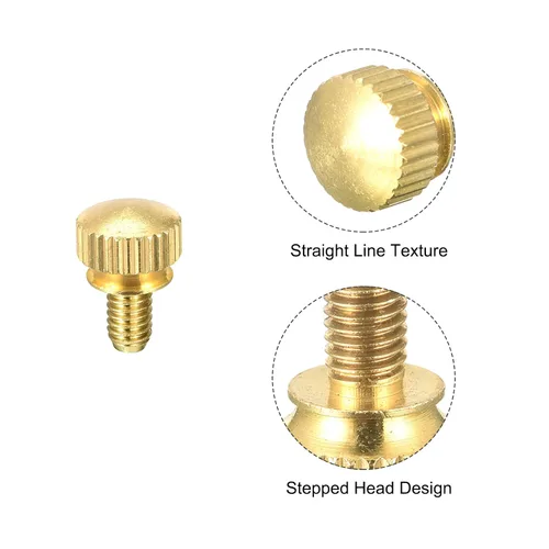 Miniatura 4 de uxcell 2 tornillos moleteados para el pulgar, pernos de hombro de latón M5x8mm, perillas de agarre escalonadas para PC, electrónicos, mecánicos