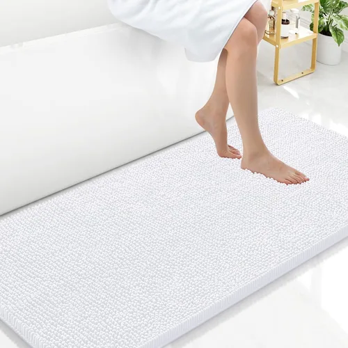 Miniatura 10 de Arotive Alfombras de baño de felpilla extrasuaves y absorbentes, de 24 x 16 pulgadas, lavables a máquina, parte trasera de goma antideslizante