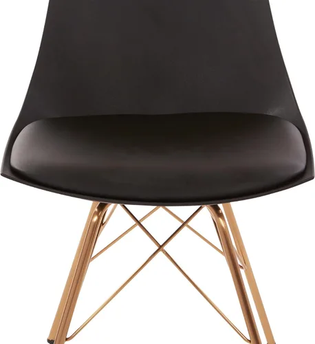 Miniatura 7 de OSP Home Furnishings Oakley Mid-Century - Silla de comedor moderna con asiento acolchado de piel sintética, color negro