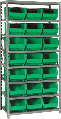 Miniatura 343 de Quantum QSBU-245BK Heavy Duty Shelving Unit with (7) Shelves and (24) QUS245 Black Bins for Garage Warehouse Storage Distribution 400 lb Load