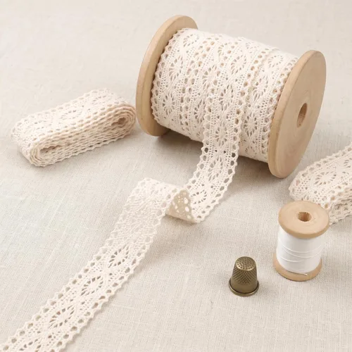 Vantage - Cinta de encaje de ganchillo para costura, envoltura de paquetes de regalo, decoración de boda nupcial, suministros para álbumes de Beige