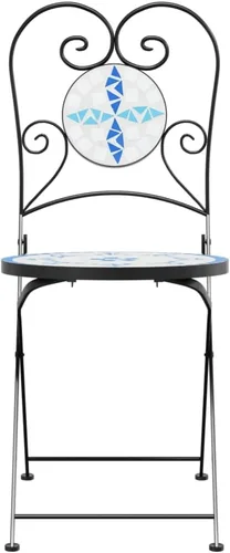 Miniatura 8 de vidaXL Sillas de bistro plegables 2 piezas, silla plegable, silla de comedor bistró para jardín al aire libre, muebles de patio, cerámica azul
