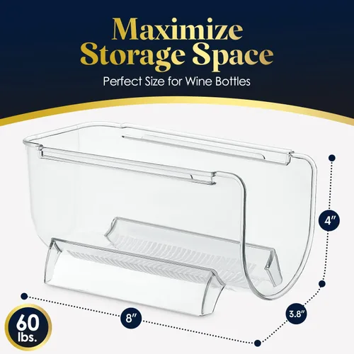 Miniatura 4 de Homeries Organizador de botellas de vino y agua, estante apilable para encimeras de cocina, mesa, despensa, refrigerador, bares, acrílico, estante