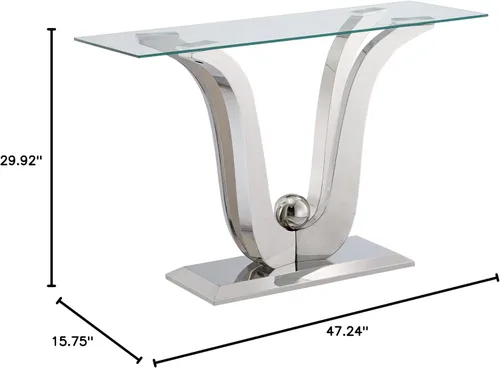 Miniatura 48 de Mesa de centro de cristal de lujo, mesa de centro de sofá de 47 pulgadas con marco de acero inoxidable dorado y parte superior de vidrio negro, mesa