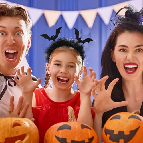 Miniatura 5 de Diadema de Halloween con diseño de murciélago negro para mujeres y niñas, accesorios para el cabello, cosplay, maquillaje, fiesta, fotos, decoración