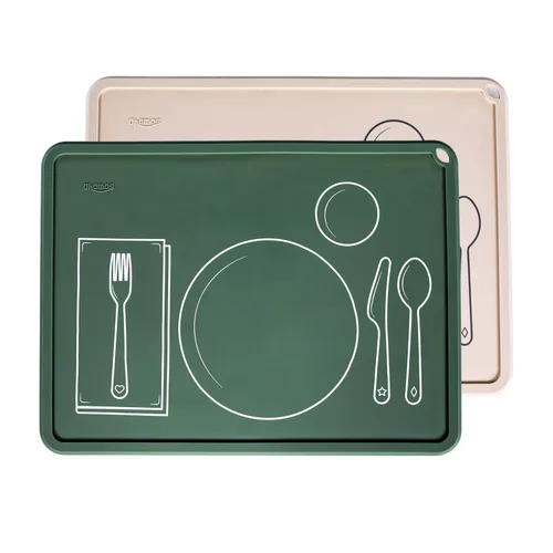Miniatura 8 de CHAMOS Montessori - Juego de 2 manteles individuales para niños pequeños, alfombrillas de silicona para mesa de comedor, juego de 2