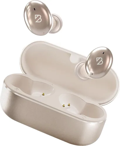 Tempo 30 Auriculares inalámbricos con sonido premium, auriculares Bluetooth para mujeres y hombres, auriculares dorados con micrófono, IPX7 a prueba