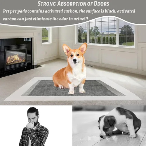 Miniatura 5 de Almohadillas desechables para orina de conejo, 50 almohadillas para orina de mascotas de 17.7 x 23.6 pulgadas, forro de carbono negro, cojín súper