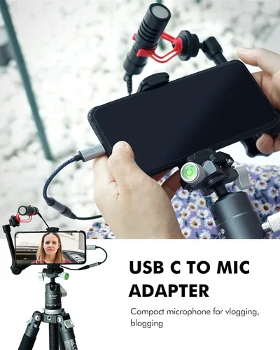 Miniatura 5 de USB C a 0.138 in Micrófono de auriculares TRRS Jack Adaptador Tipo C Cable de audio Dongle Compatible para Google Pixel Samsung Galaxy Android