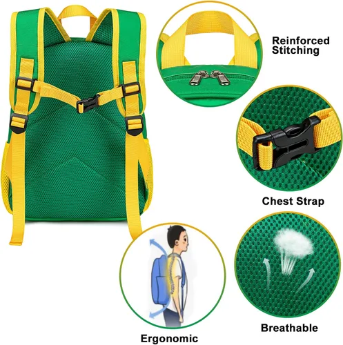 Miniatura 3 de BTOOP Mochila para niños y niñas, mochila con clip para el pecho, Tractor-verde, Mochilas Daypack