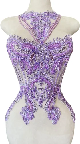 Miniatura 16 de Apliques hechos a mano de cristal sobre encaje, diamantes de imitación para coser, cuentas de flecos, parches de lentejuelas, accesorios de Champán