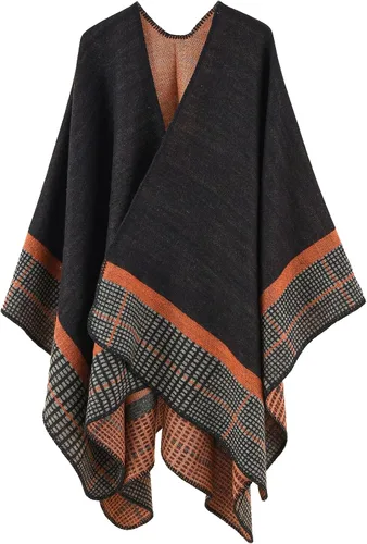Miniatura 6 de KirGiabo Suéter a Cuadros para Mujer Poncho Capa Abrigo Frente Abierto Manta Chales y Envolturas