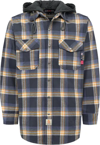 Miniatura 8 de BOCOMAL Camisas con capucha FR, camisas de franela a cuadros, con botones, resistentes al fuego, camisas de franela resistentes a la llama, chaqueta