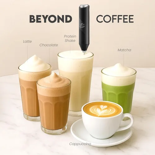 Miniatura 8 de Zulay Kitchen - Potente espumador de leche de mano, mezclador de bebidas para café, lattes, capuchinos, matcha, mini espumador de leche y batidor