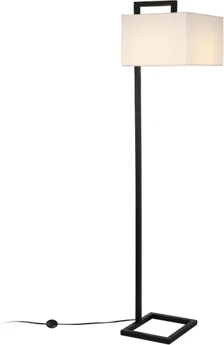 Miniatura 5 de Henn&Hart 68" Traditional 1-Light Floor Lamp with White Fabric Rectangle Shade for Living Room, Bedroom, or Office, Black