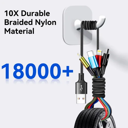 Miniatura 6 de Cable de carga múltiple 3.5A Cable de cargador múltiple trenzado 4 en 1 Cable USB de carga rápida con puertos IP/tipo C/micro para teléfonos