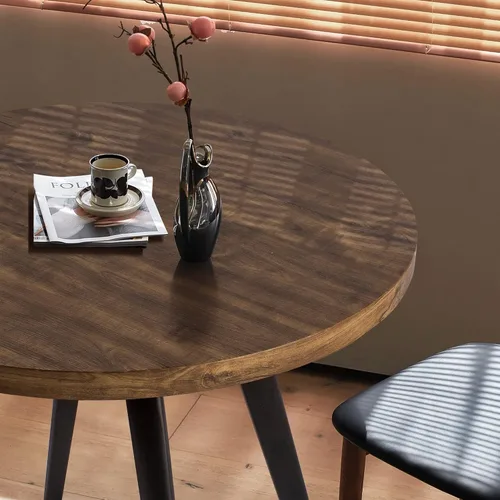 Miniatura 7 de Mesa redonda de comedor, mesa de comedor pequeña para 2, mesa redonda de 31.5", mesa de cocina moderna de mediados de siglo con tablero de veta