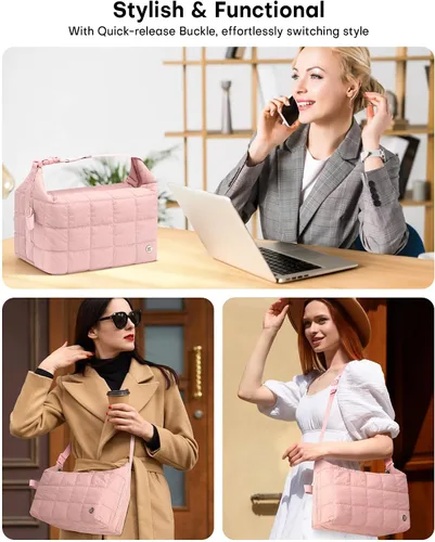 Miniatura 3 de Bolsa de almuerzo Elmklare para mujeres y hombres, caja de almuerzo acolchada tipo puffer para mujeres, bolsas de almuerzo con aislamiento a prueba