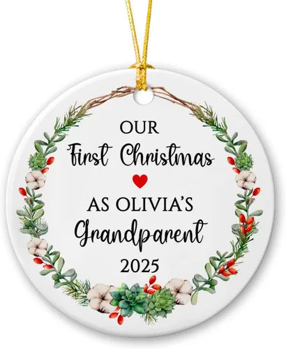 Miniatura 12 de Adorno personalizado de Navidad, aniversario de boda, aniversario de 2025, adornos de cerámica de Navidad para parejas, esposo, esposa, adorno