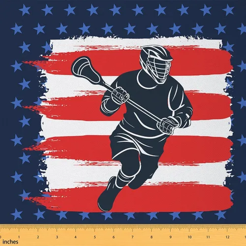 Feelyou Lacrosse Fabric by The Yard - Tela para tapicería de jugadores deportivos para videojuegos, tela decorativa impermeable para exteriores, 1