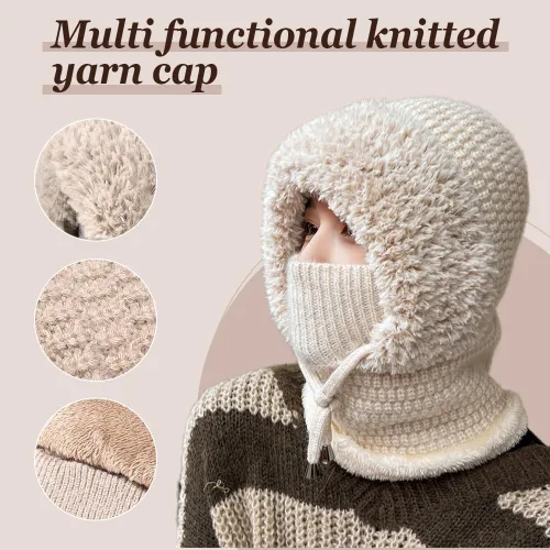 Miniatura 2 de Gorro 3 en 1 con bufanda y máscara, pasamontañas de invierno 2026, sombreros de punto, bufanda con capucha, máscaras de esquí