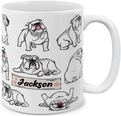 Miniatura 11 de MUGBREW English Bulldog - Taza de café de cerámica con posturas divertidas y juguetonas, 11 onzas Bulldog Inglés Posturas divertidas y juguetonas