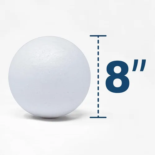 Evershine 2 paquetes de bolas de espuma para manualidades de 8 pulgadas - Bolas de espuma de poliestireno blancas lisas para proyectos de
