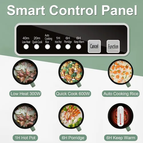 Miniatura 4 de Mini olla caliente inteligente con temporizador y apagado automático 1.2L antiadherente rápido cocina de fideos con cesta de vapor de acero