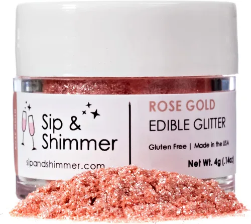 Miniatura 3 de Sip and Shimmer - Purpurina Comestible para Bebidas Oro Rosa para Cócteles, Vino, Champán, Cócteles sin Alcohol - Destellos para Cócteles - Grado