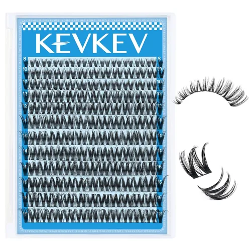 Miniatura 8 de KEVKEV Racimos de pestañas 144 unidades, racimos de pestañas naturales tenues, extensión de pestañas de banda fina y suave, mezcla de longitudes