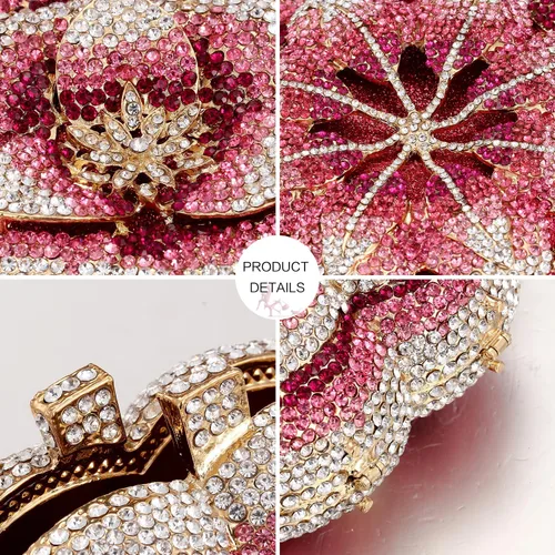 Miniatura 5 de Bolso de noche para mujer, bolso de embrague de cadena de metal con diamantes de imitación Fashion, AAA Rhinestone, Metal Chain