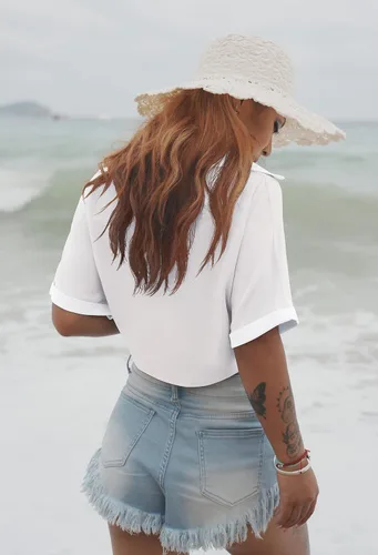 Miniatura 4 de GOBLES Camisas de verano de manga corta para mujer, cuello en V, nudo de murciélago, blusas