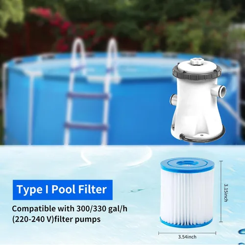 Miniatura 2 de Cartucho de filtro de piscina tipo I de alta eficiencia para olas de verano 300/330 gal. Bomba de filtro, filtro de piscina pequeño de uso